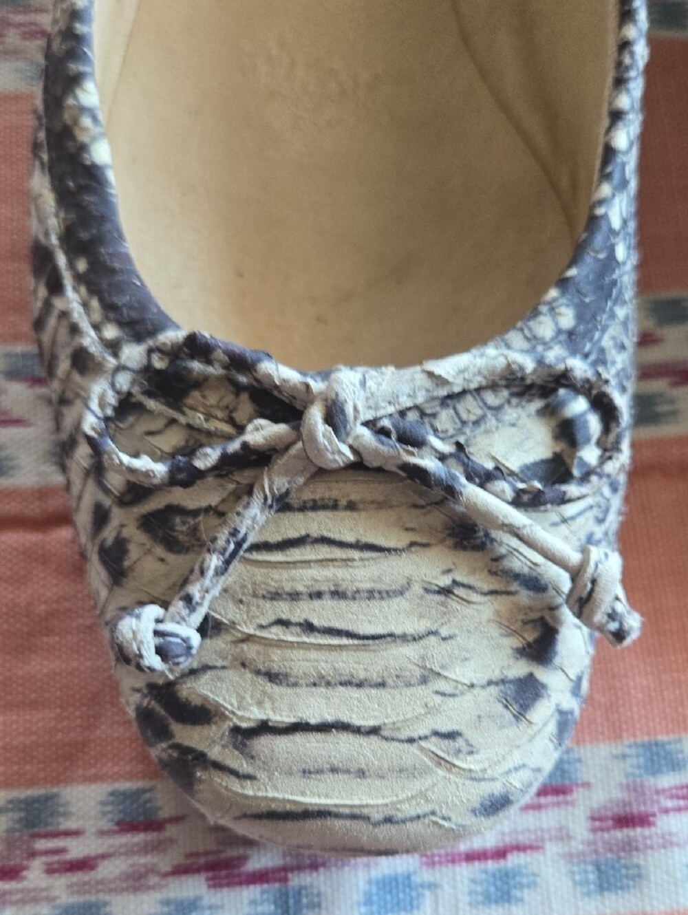 Stuart Weitzman Snake Skin Ballet Flats in Black and Cream - Picture 8 of 10
